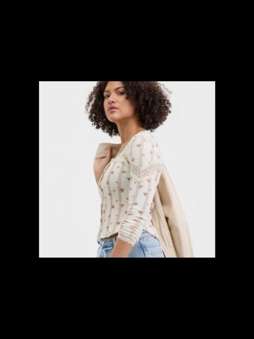 NWT free people women’s let’s party cardi- print square neck top size medium - Picture 9 of 10